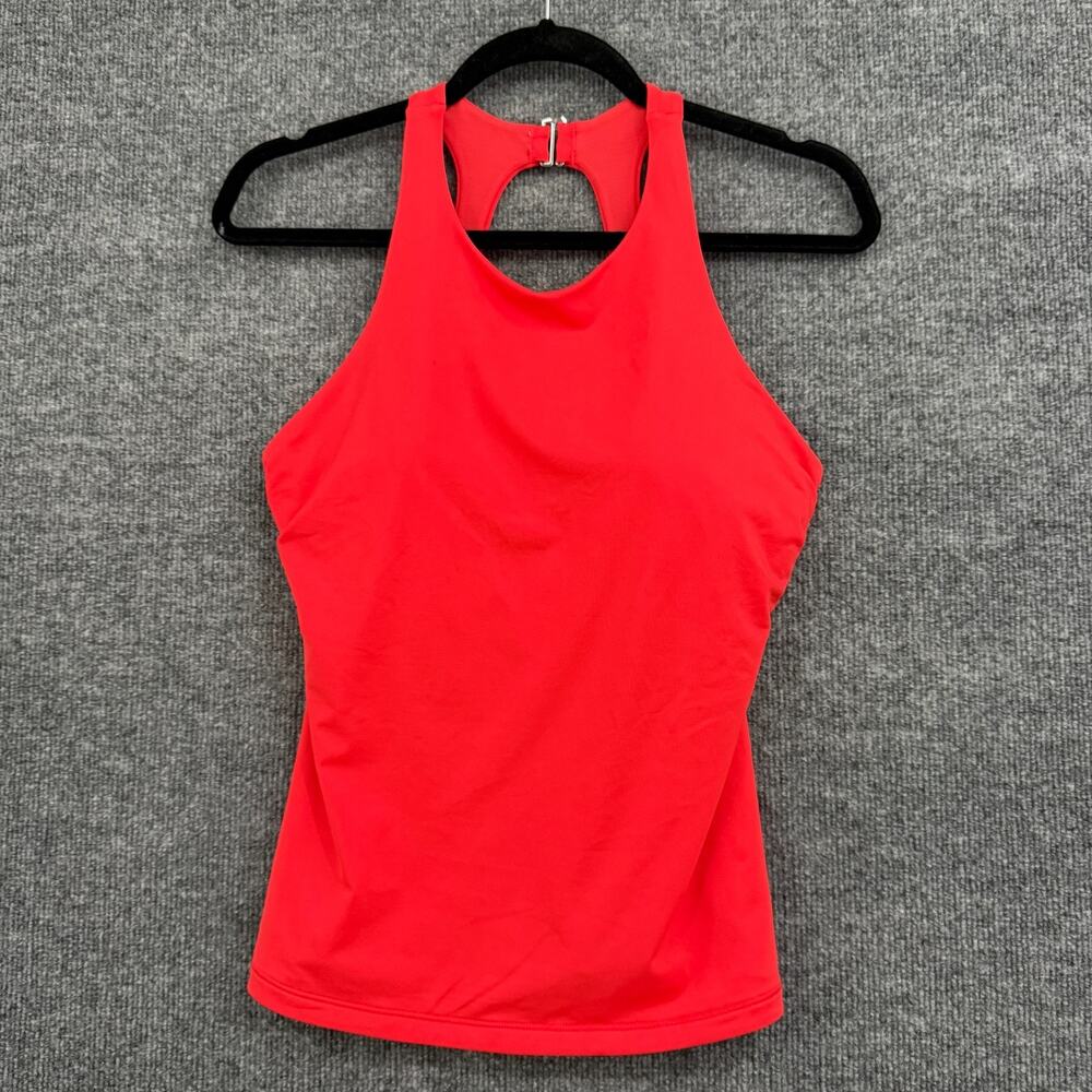 Athleta Tankini Bathing Suit Top Womens 34D-DD Red Racerback Built In Bra